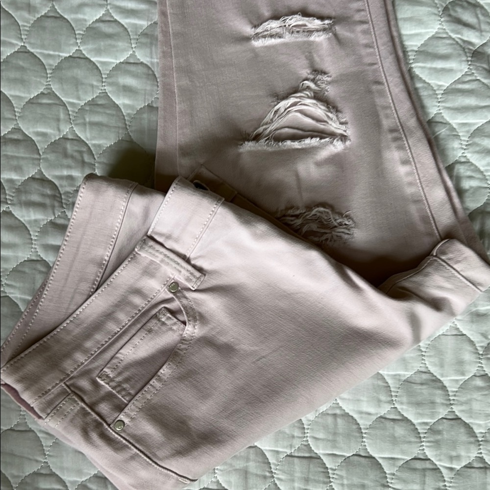a.n.a. Light Pink Distressed Jeans Size 12